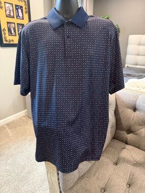 Men's Navy Micro-Print Polo Shirt